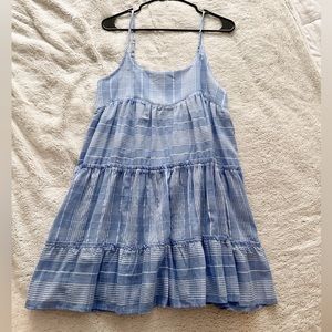 never worn before blue flowy plaid summer dress.